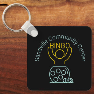 Chaveiro Bingo Night Neon Line Art Customizable 