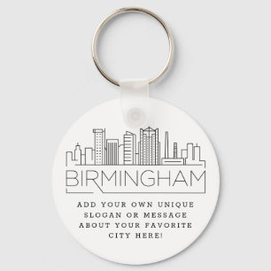 Chaveiro Birmingham Stylized Skyline   Slogan Personalizado