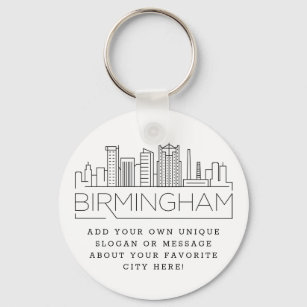 Chaveiro Birmingham Stylized Skyline   Slogan Personalizado