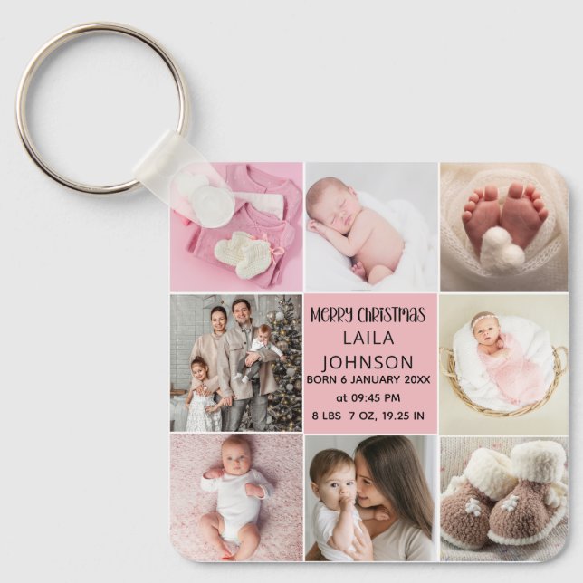 Chaveiro  Birth Announcment Personalize 8 Photo christmas (Frente)