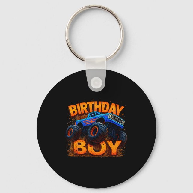 Chaveiro Birthday Boy Monster Truck Funny Family Matching  (Frente)