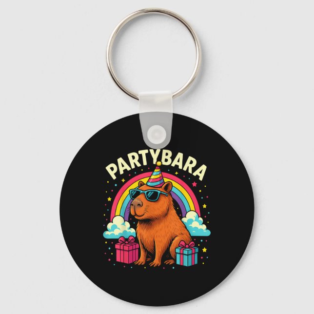 Chaveiro Birthday Capybara Tee Para Crianças Diversão Party (Frente)