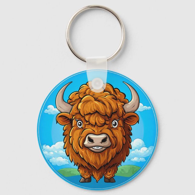 Chaveiro Bisão de desenho animado fofo (Frente)