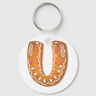 Chaveiro Biscoito de Natal Letra U Monograma Feriado