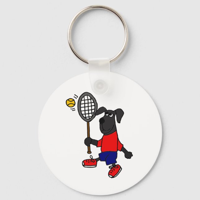 Chaveiro BJ - Cachorro Engraçado Jogando Tênis (Frente)