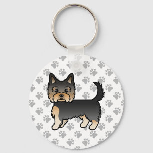 Chaveiro Black And Tan Yorkshire Terrier Cartoon Dog & Paws