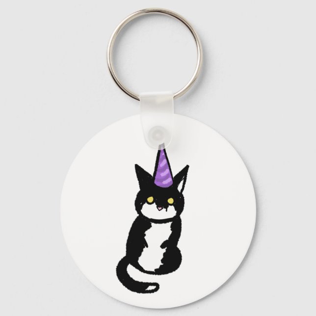 Chaveiro Black and White Cat Celebration  Keyring (Frente)