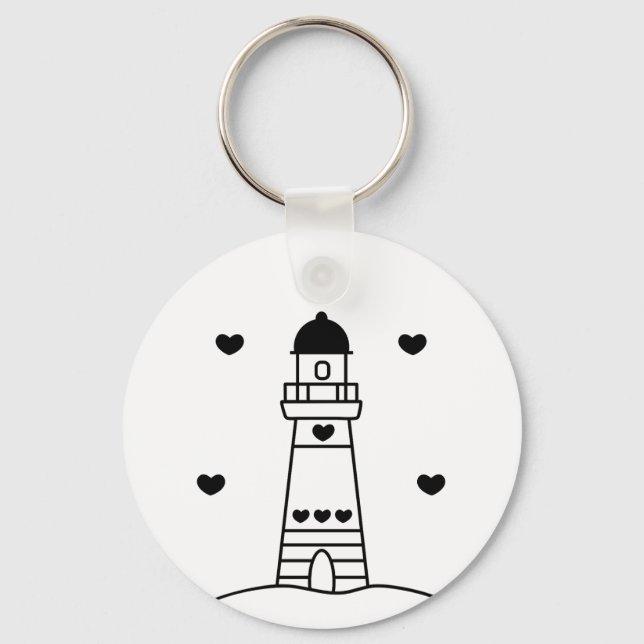 Chaveiro Black and White Nautical Lighthouse girly (Frente)