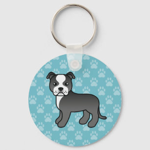 Chaveiro Black And White Staffordshire Bull Terrier Dog
