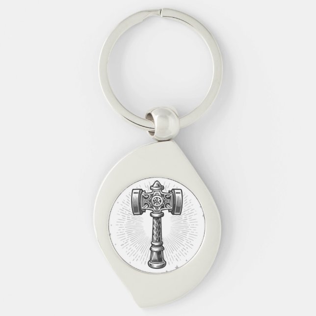 Chaveiro Black and white Thor's Hammer Mjolnir (Frente)