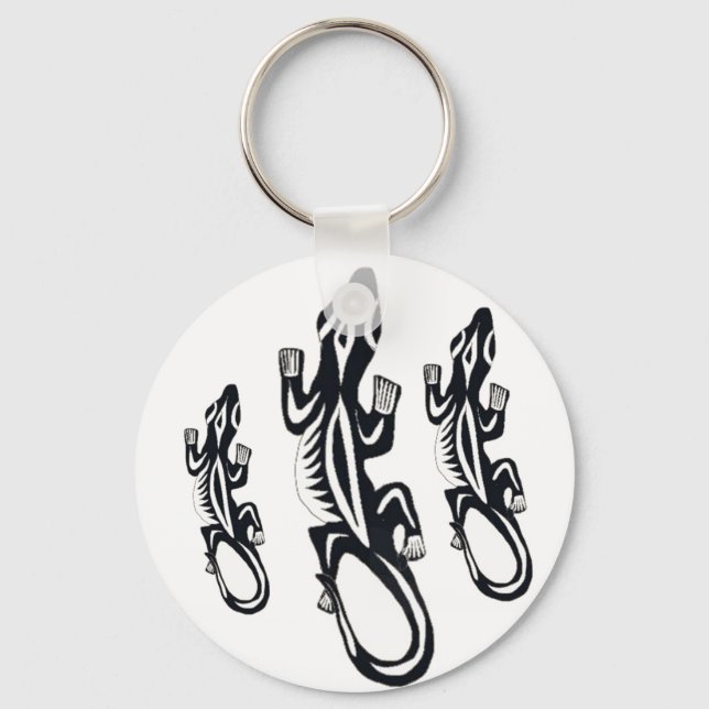 Chaveiro Black and white tribal style lizard  (Frente)