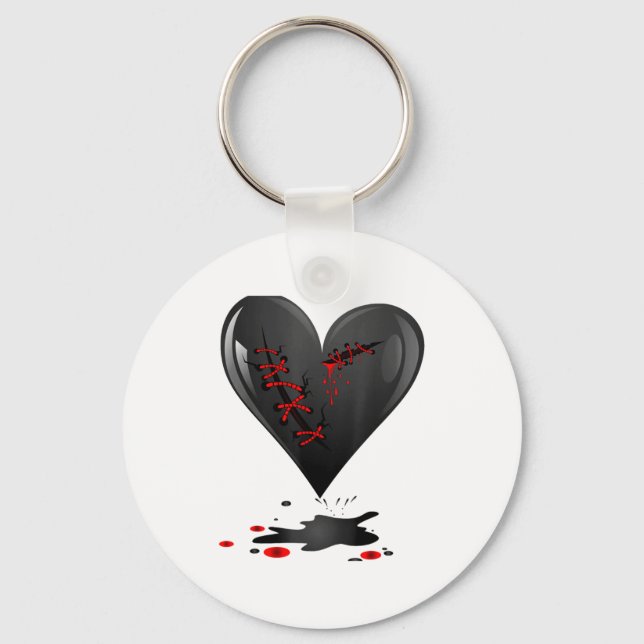 Chaveiro Black Bleeding Cut Open Broken Heart Goth Valentin (Frente)