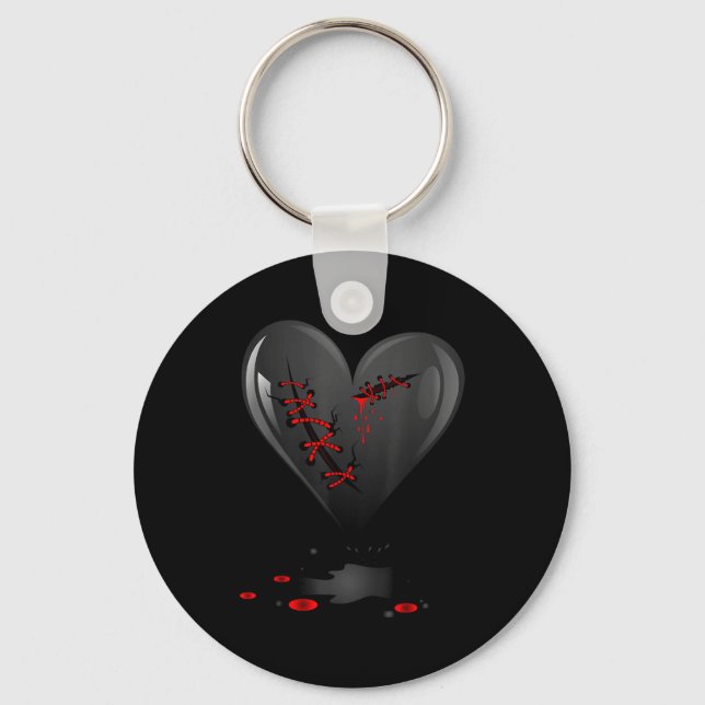 Chaveiro Black Bleeding Cut Open Broken Heart Goth Valentin (Frente)