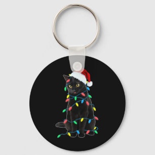 Chaveiro Black Cat Árvore Natal Luzes Diversão Papais noeis