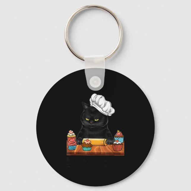 Chaveiro Black Cat Baking Because Murder Is Wrong Cat Lover (Frente)