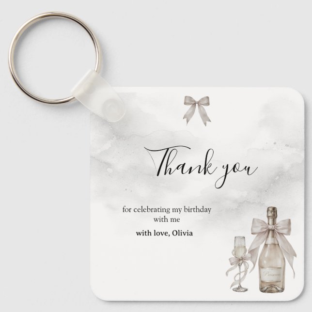 Chaveiro Black Coquette Minimalist Elegant 50th Birthday (Frente)