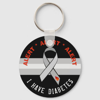 Chaveiro Black Diabetes Alert Key Chain Awareness Ribbon