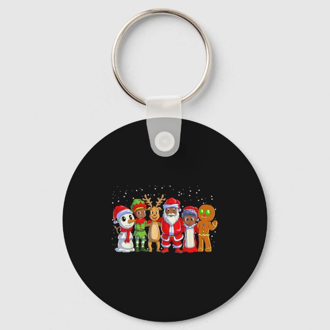 Chaveiro Black Family Christmas Afro African American Santa (Frente)