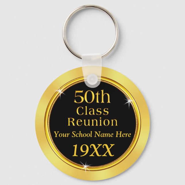 Chaveiro Black, Gold Cheap 50th Class Reunion Party Favors (Frente)