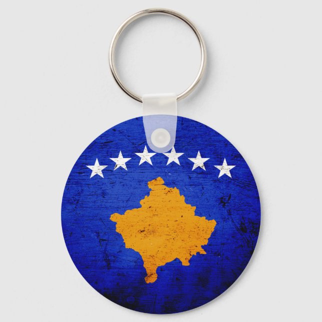 Chaveiro Black Grunge Kosovo Flag (Frente)