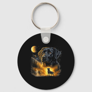Chaveiro Black Lab Labrador Uivando para a Lua Cachorro Vin