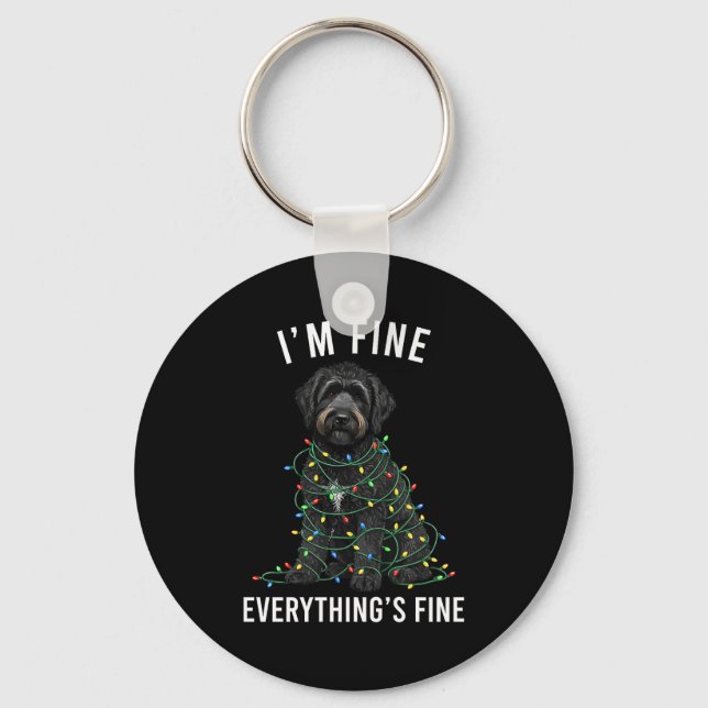 Chaveiro Black Labradoodle Christmas I'm Fine Everything Is (Frente)