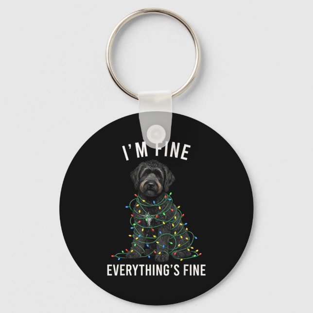 Chaveiro Black Labradoodle Christmas I'm Fine Everything Is (Frente)