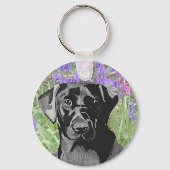 Chaveiro Black Labrador em uma madeira Bluebell (Frente)