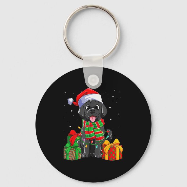 Chaveiro Black Labrador Retriever Christmas Lights Xmas Lab (Frente)