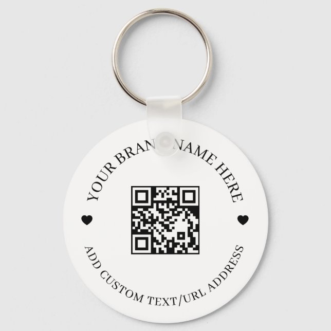 Chaveiro Black Modern QR Code Business Budget Round  (Frente)