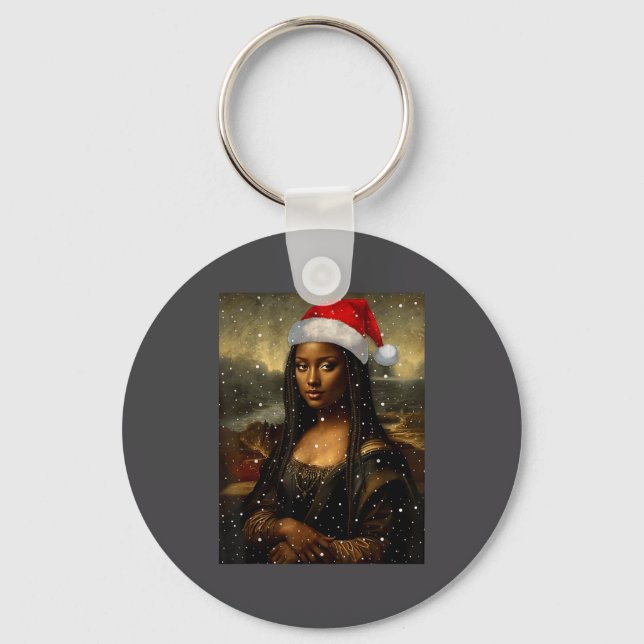 Chaveiro Black Mona Lisa African American Christmas Santa H (Frente)