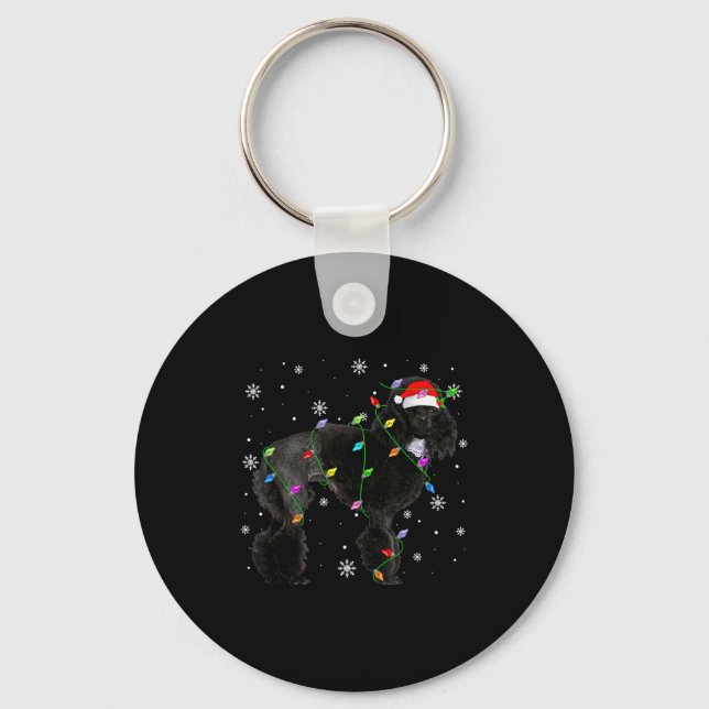Chaveiro Black Odle Dog Christmas Lights Funny Santa Hat Do (Frente)