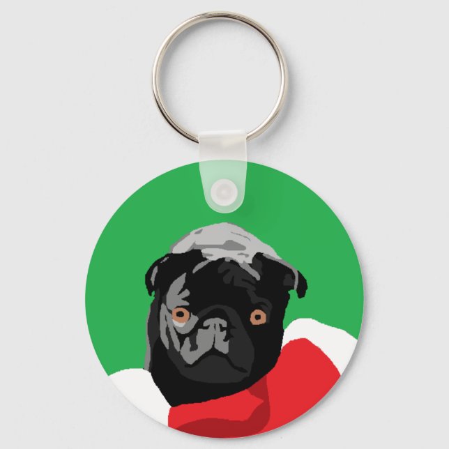 Chaveiro Black Pug Natal (Frente)