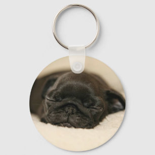 Chaveiro Black Pug Puppy Dormindo