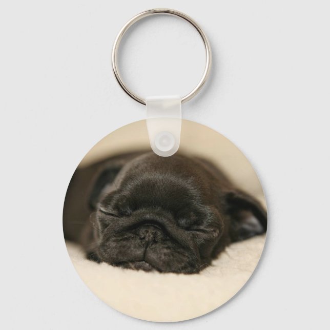 Chaveiro Black Pug Puppy Dormindo (Frente)