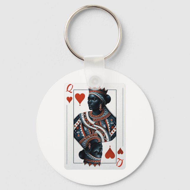 Chaveiro Black Queen Of Hearts Card Deck Game - Ortod Black (Frente)