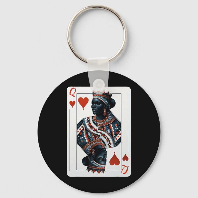 Chaveiro Black Queen Of Hearts Card Deck Game - Ortod Black (Frente)
