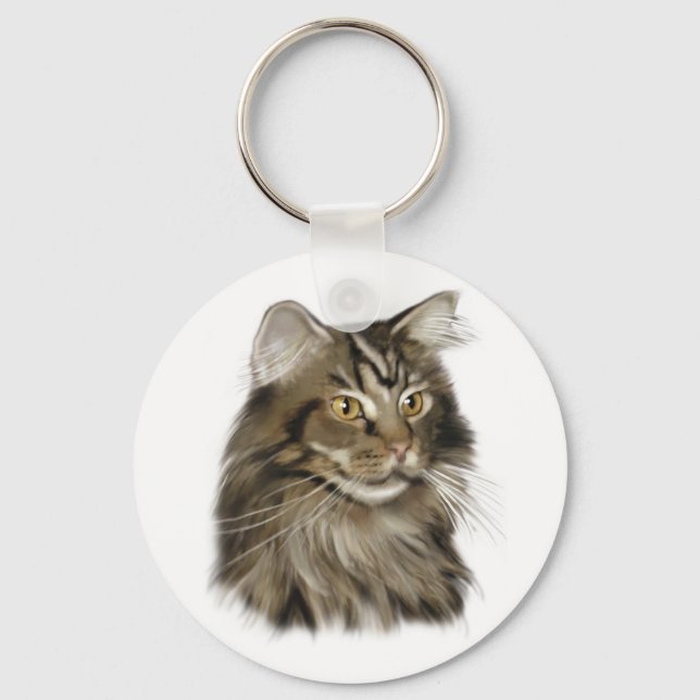 Chaveiro Black Tabby Maine Coon Cat (Frente)