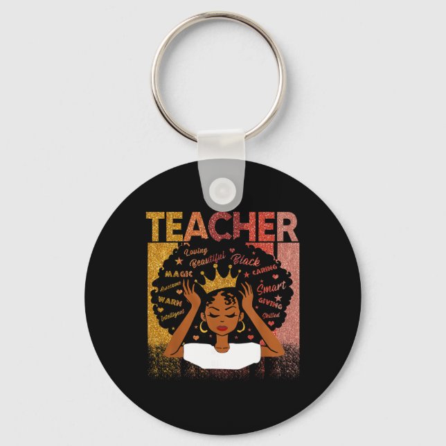 Chaveiro Black Teacher Magic Black History Month Afro Hair  (Frente)