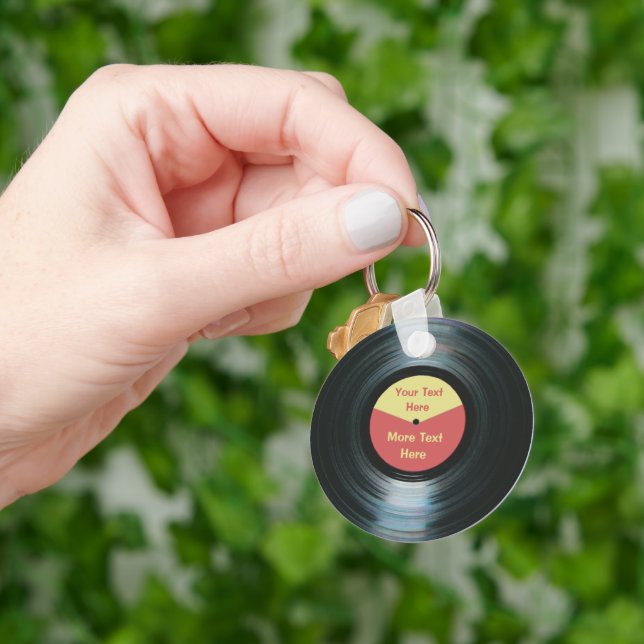 Chaveiro Black Vinyl Music Red and Yellow Record Keyring (Mão)