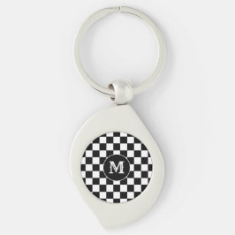 Chaveiro Black White Checkered Keychain Capital Initial