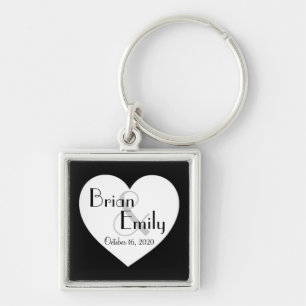 Chaveiro Black white heart customizable simple keychain