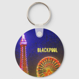 Chaveiro Blackpool Beach Lights at Night, Red, Dourado, Blu