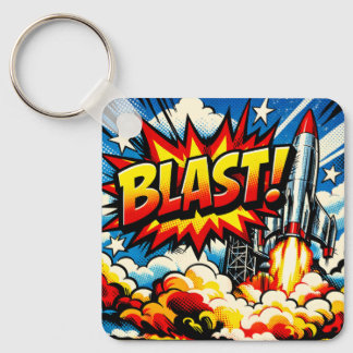 Chaveiro BLAST! Retro Pop Art Rocket Explosion