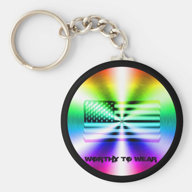 Chaveiro Blindagem Arco-Íris com Sinalizador dos EUA - Dign (Frente)