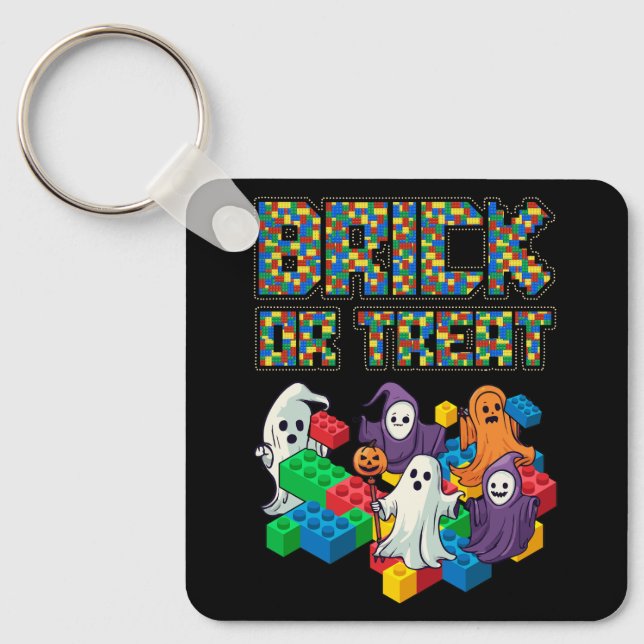 Chaveiro Bloco Construindo Tijolo De Halloween Ou Tratar Cr (Frente)