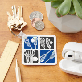 Chaveiro Blocos de Lacrosse Azul de Vinhetas e Bolas