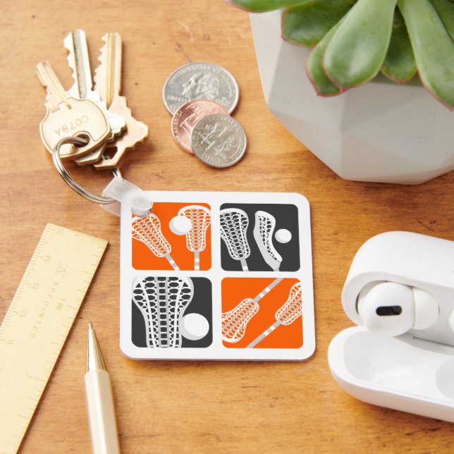 Chaveiro Blocos de Lacrosse Laranja de Sticks e Balls (Mesa)