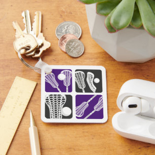 Chaveiro Blocos de Lacrosse Roxos de Palitos e Bolas