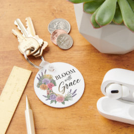 Chaveiro Bloom com Grace Elegant Floral Woman Silhouette